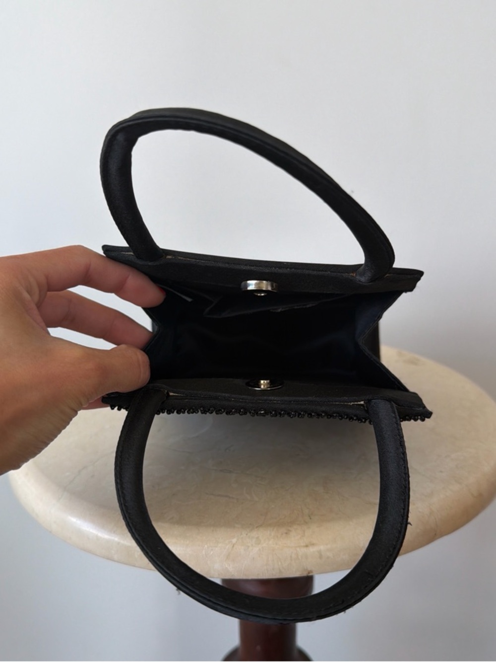 Vintage Noir Beaded Mini Top Handle Bag - Picture 5 of 6